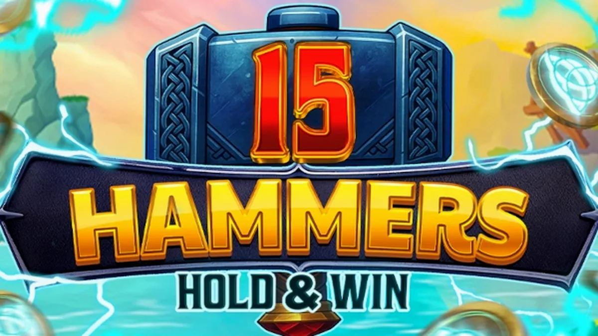 Tampilan visual game slot 15 Hammers: Hold & Win dengan tema pandai besi